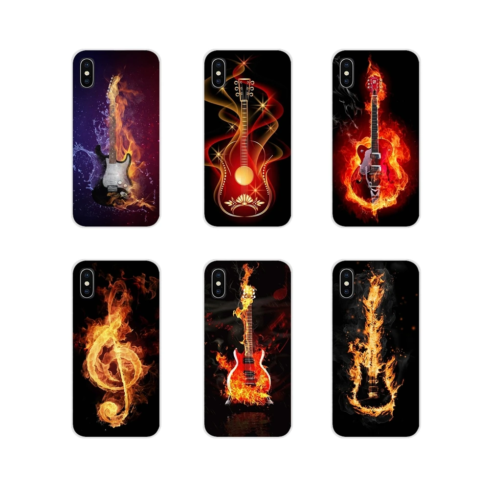 

Accessories Phone Cases Covers For Huawei P Smart Mate Honor 7A 7C 8C 8X 9 P10 P20 Lite Pro Plus Water and fire guitar Pattern
