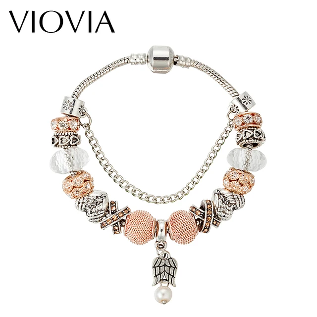Viovia Famous Jewelry Gold Angel Wings Charm Bracelets Bangles Viovia Famous Jewelry Gold Angel Wings Charm Bracelets Bangles Snake Chain For Women Pulseira