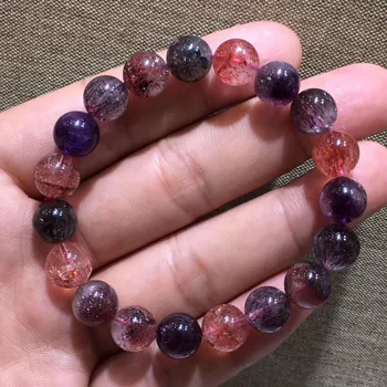 

10.5mm Natural Super Seven Melody Stone Rutilated Quartz Bracelet Women Love Gift Crystal Round Bead Stone Wealthy Jewelry AAAAA