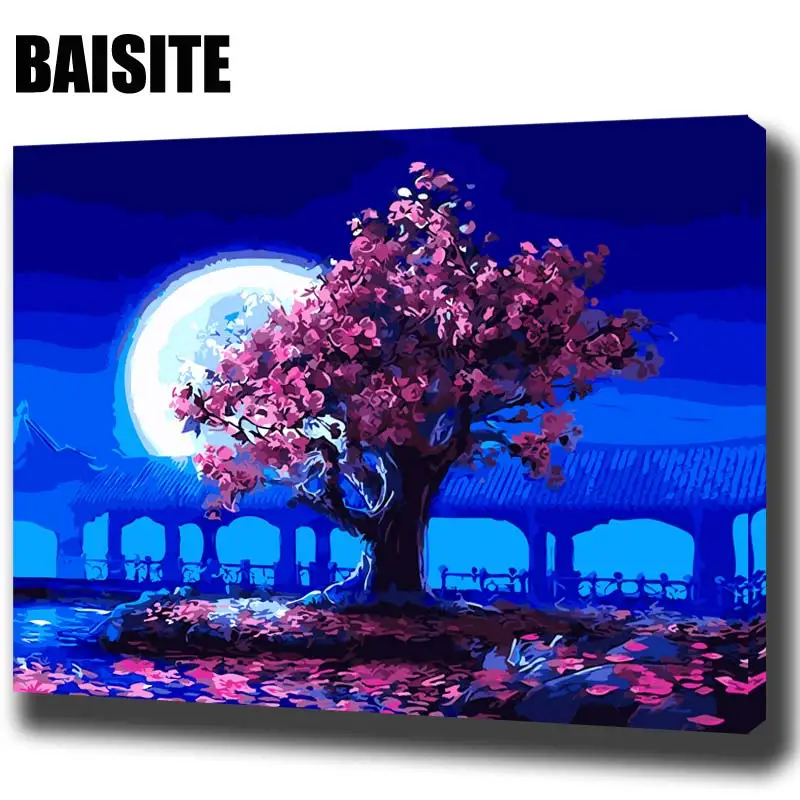 Картина маслом по номерам BAISITE сделай сам на холсте для гостиной настенный Декор