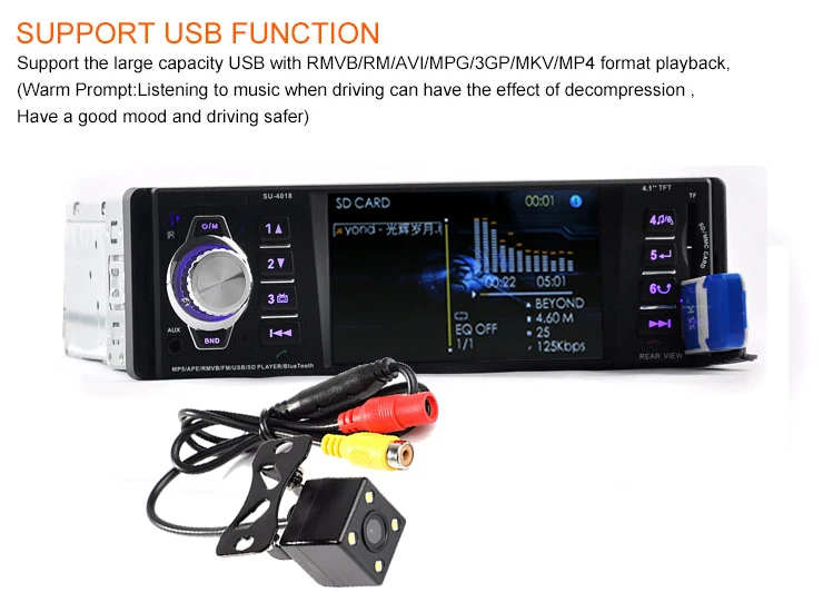 4,1 дюймов HD TFT экран автомобиля радио 12 в mp5 радио-Кассетный проигрыватель аудио MP4 MP5 плеер SD/USB/AUX в одном din Авторадио bluetooth