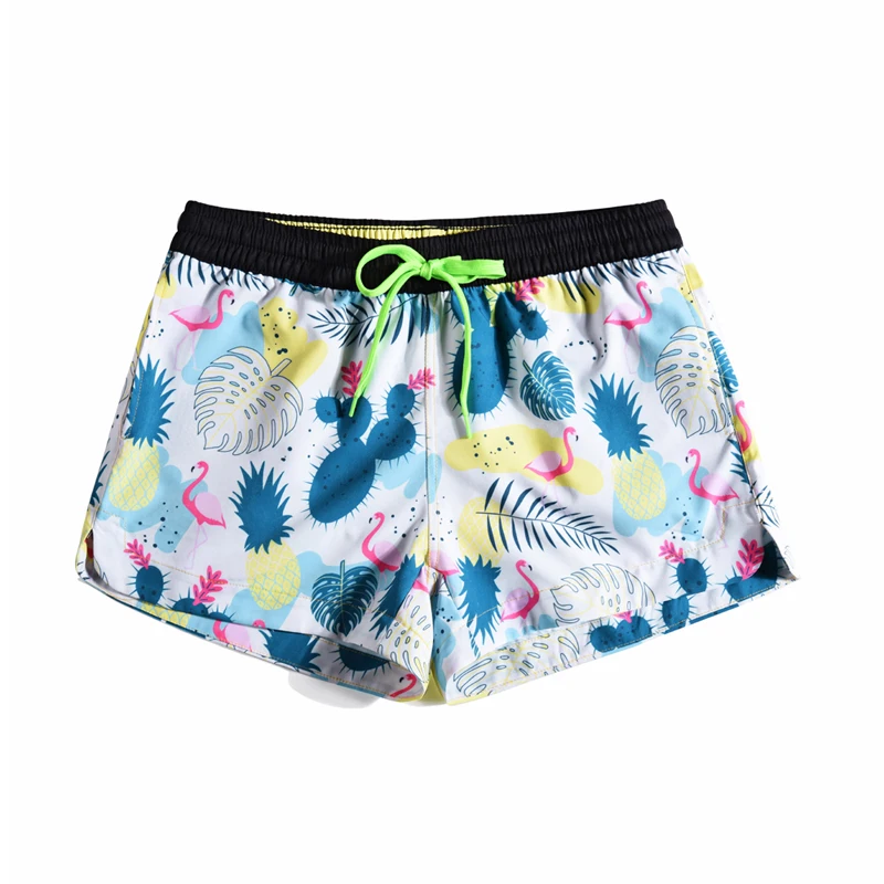 Summer Quick-drying Shorts Beach Womens Tropical Plants and Flamingos Printed Drawstring Elastic Tape Loose Board Shorts Bermuda Summer Quick-drying Shorts Beach Womens Tropical Plants and Flamingos Printed Drawstring Elastic Tape Loose Board Shorts Bermuda
