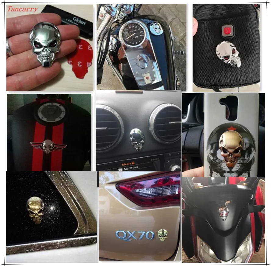

2018 New 3D Skull Sticker Metal Auto Emblem For audi a4 b6 kia picanto toyota aygo volkswagen polo fiat panda Car styling