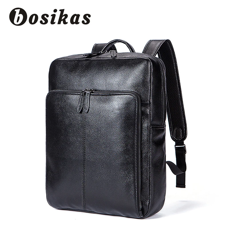 

BOSIKAS Men Backpack Genuine Leather Bag Men's Travel Backpack Laptop Bag Large Capacity Leather Man Backpacks For School New