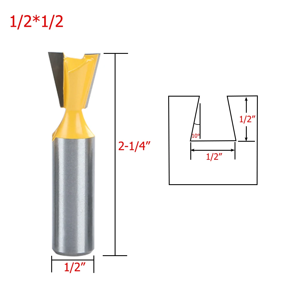 5 шт. 1/2 хвостовиком ласточкин хвост бит совместного маршрутизатора деревянные двери шкафы рамки оконный конец фрезерные