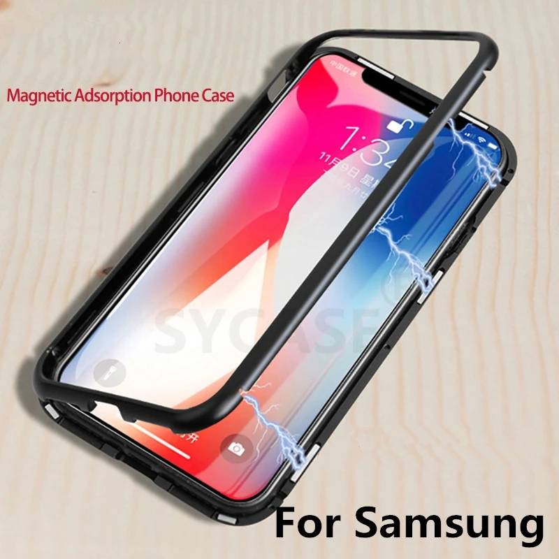 Для SamsungGalaxy S7 S7edge shell закаленное стекло Чехлы магнитные S8 9 10 Plus Lite чехол Роскошный|