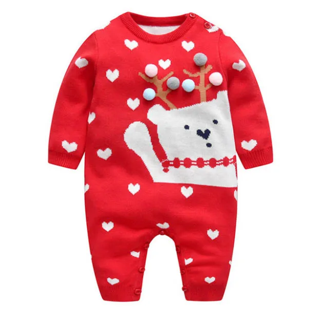 IYEAL/Детские комбинезоны; зимняя одежда для новорожденных мальчиков и девочек; Теплый Бархатный вязаный свитер; комбинезон; Верхняя одежда для малышей - Цвет: B02 Red