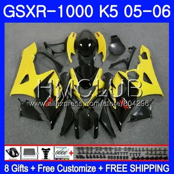 

Bodywork For SUZUKI GSXR-1000 GSXR 1000 05 06 Bodys 33HM.16 Yellow black GSX-R1000 GSX R1000 05 06 K5 GSXR1000 2005 2006 Fairing