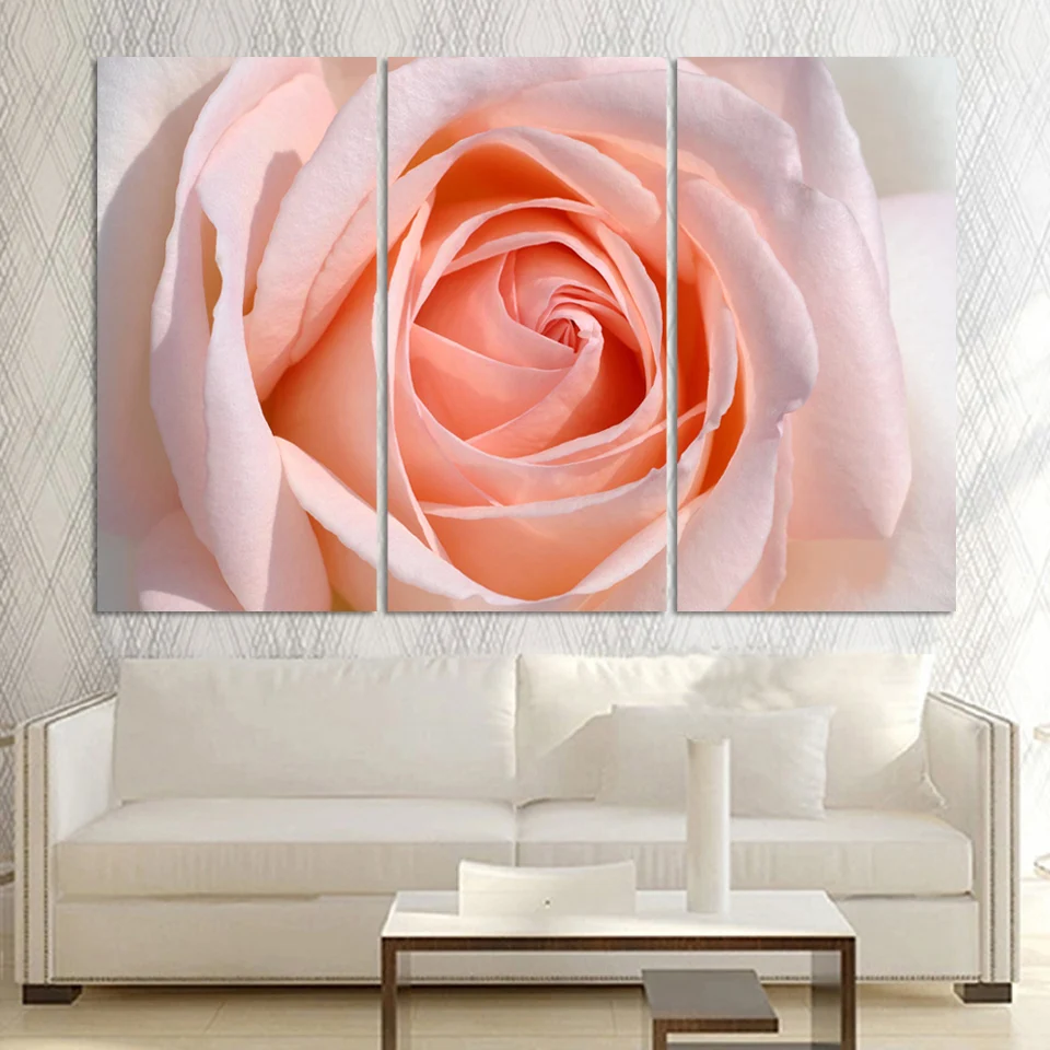 

On Sale 3 Panel Pink Rose Flower Wall Paintings Modern Canvas Art Decor Picture Print Living Room Direct Factory Price!