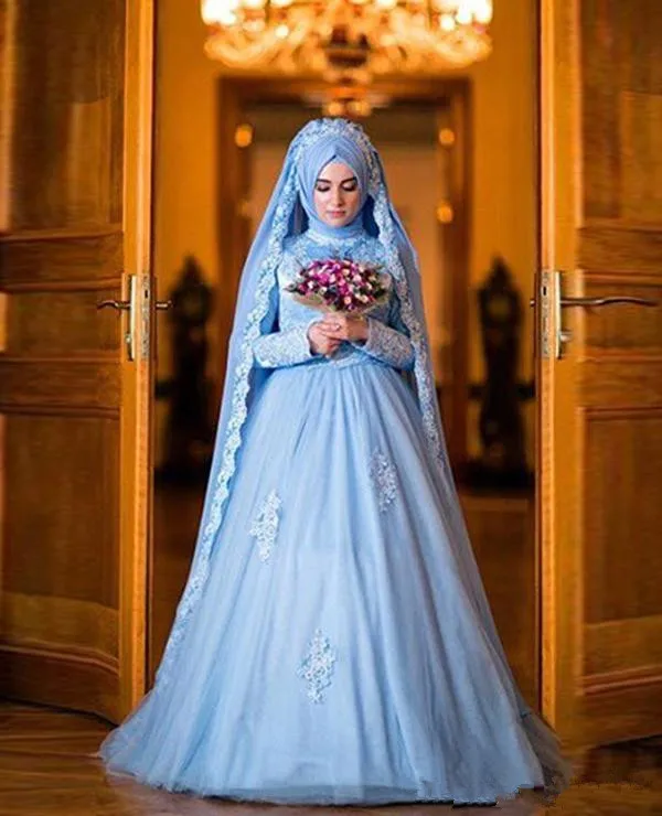 gorgeous-ball-gown-muslim-wedding-dresses-2017-high-neck-lavender-tulle-long-sleeves-ivory-appliques-covered-button-back-bridal-gowns_