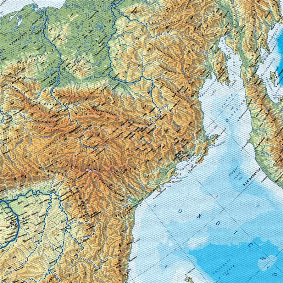 Большая детальная физическая карта России с дорогами и городами, Настенная Наклейка для гостиной, домашний декор, для бара, кафе, паба, Картина на холсте