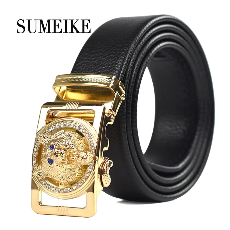 

Classic Luxury Brand Designer Belts Men Automatic Belt Men Leather Girdle Casual Waist Strap Wolf Buckle Belt for Man