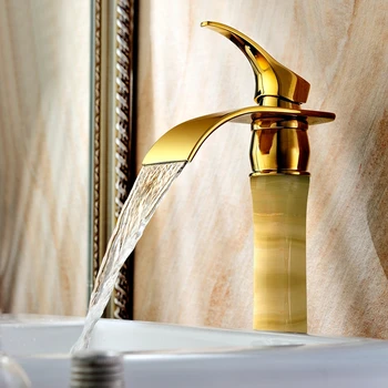 European copper natural jade tap undercounter antique gold hot faucet European copper natural jade tap undercounter antique gold hot faucet