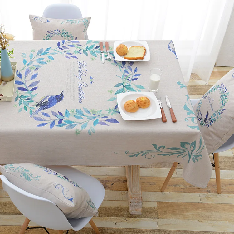 

Hot New Vintage European Stlye Popular Table Cloth Rectangular Table Cloth Leaves And Birds Dustproof Bar Restaurant Table Cover