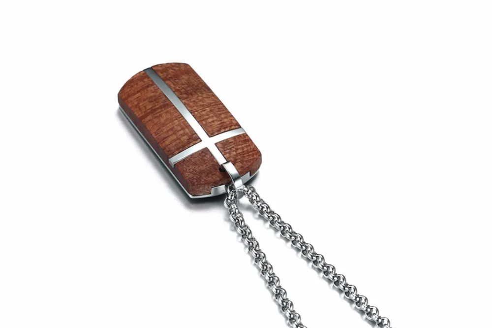 Unique Mens Necklaces Hand Crafted Rosewood Cross Inlay Pendant Necklace Men Wood Jewelry with Stainless Steel 24_ Chain collares collier colar kolye collane 16