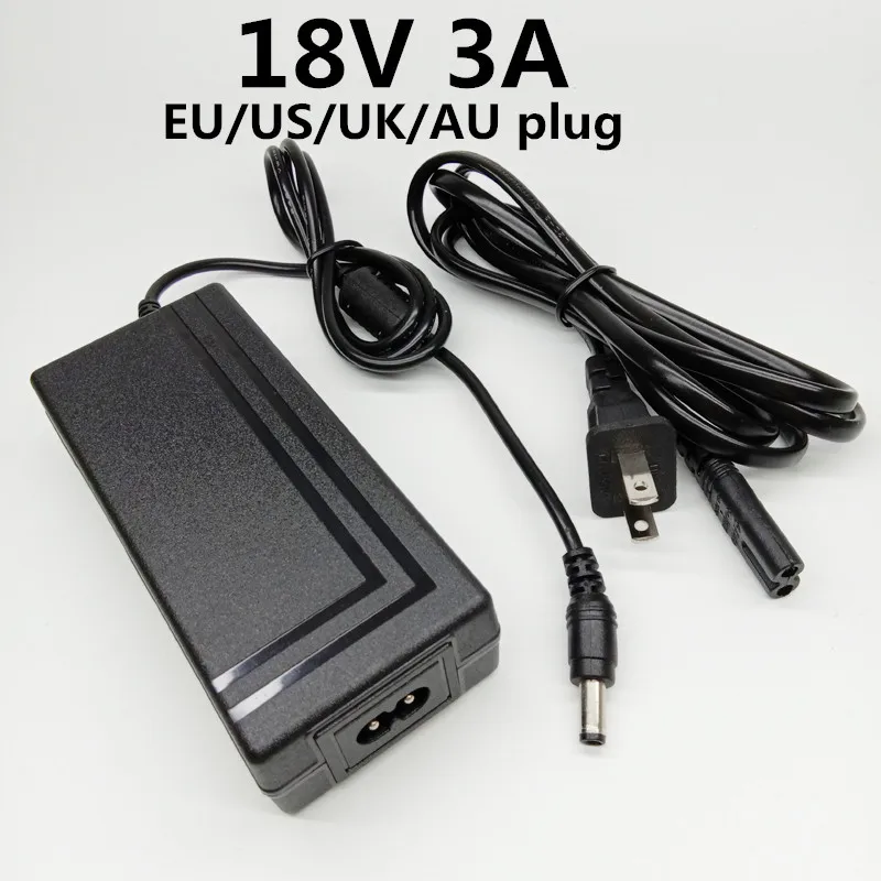 

18 volt power adapter 18V 3A universal power supply Conveter DC 5.5x2.1-2.5mm transformer EU US UK AU South Africa cord