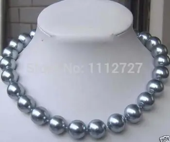 

lady's women's jewelry Hot new fashion style 12MM Elegant Gray Shell Pearl Necklace beads jewelry natural stone