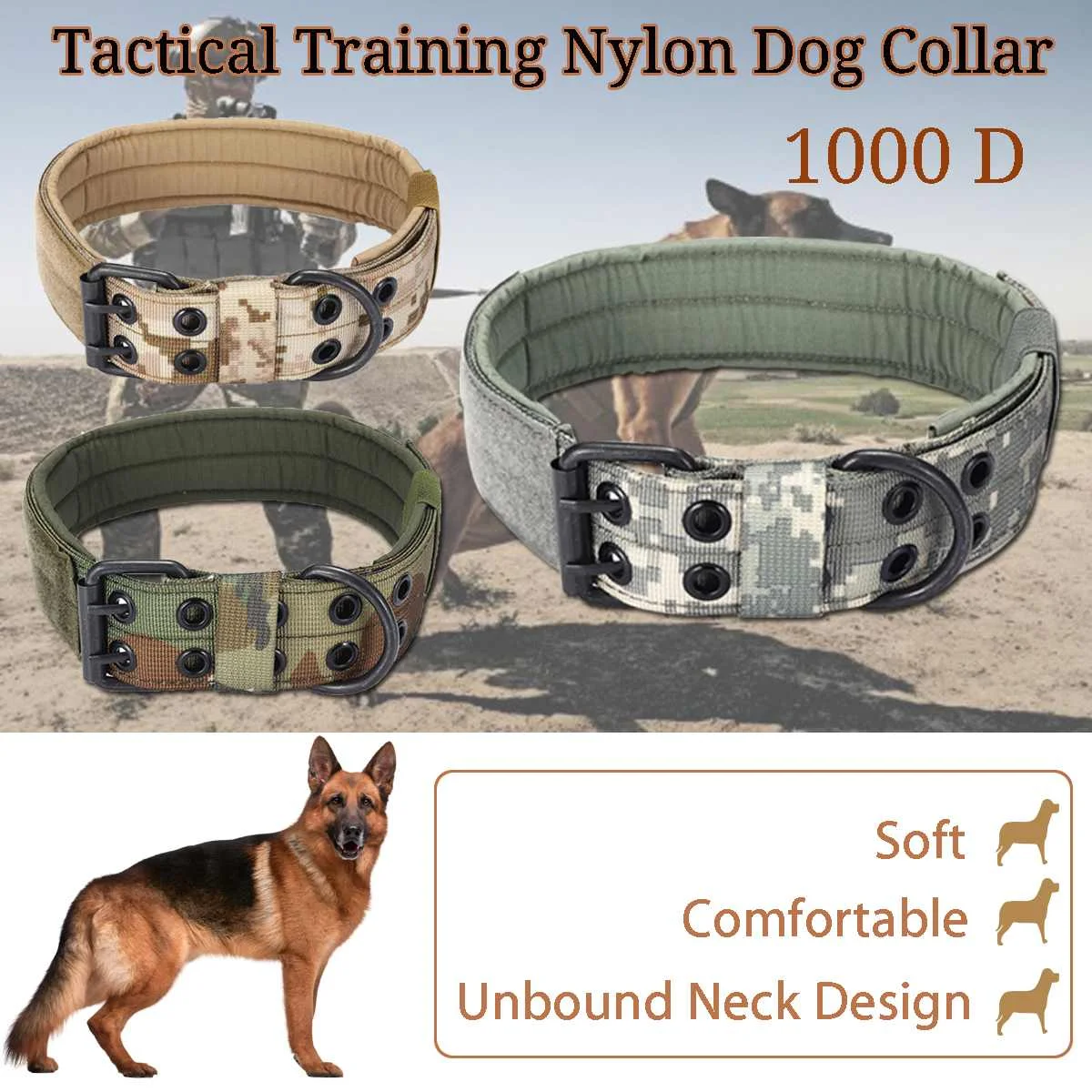 Tactical Dog Collar Nylon Dog Collar Military Training Necklace
