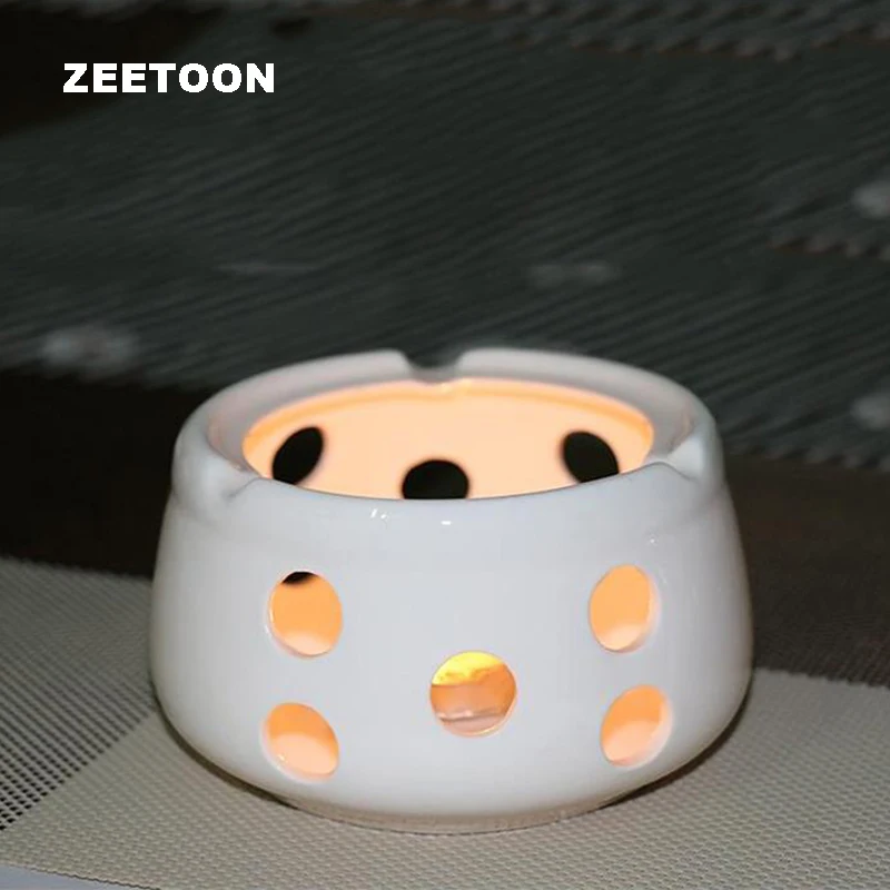 

Brief White Candle Warmer Ceramic Porcelain Hollow Warm Tea Stove Coffee Heater Teaware Accessories Candlestick Teapot Holder