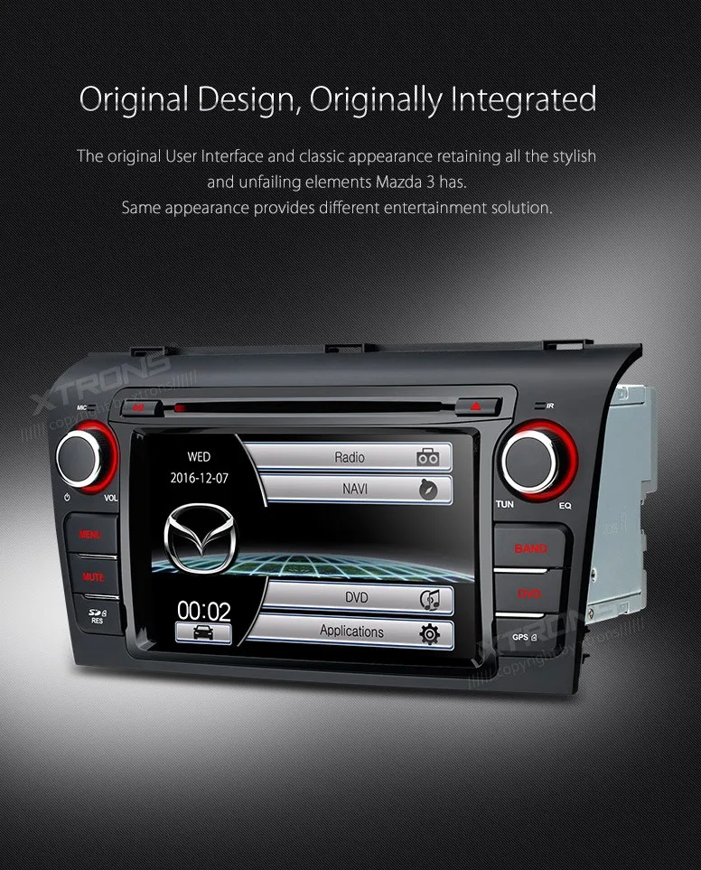 Excellent XTRONS 2 din Car DVD Player 7 inch HD Touch Screen GPS Navigaton Steering Wheel CANbus For Mazda 3 2004 2005 2006 2007 2008 2009 3