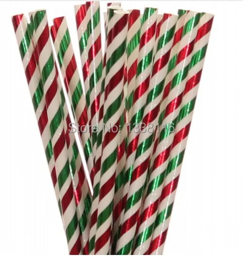 Green Red Stripe Straws