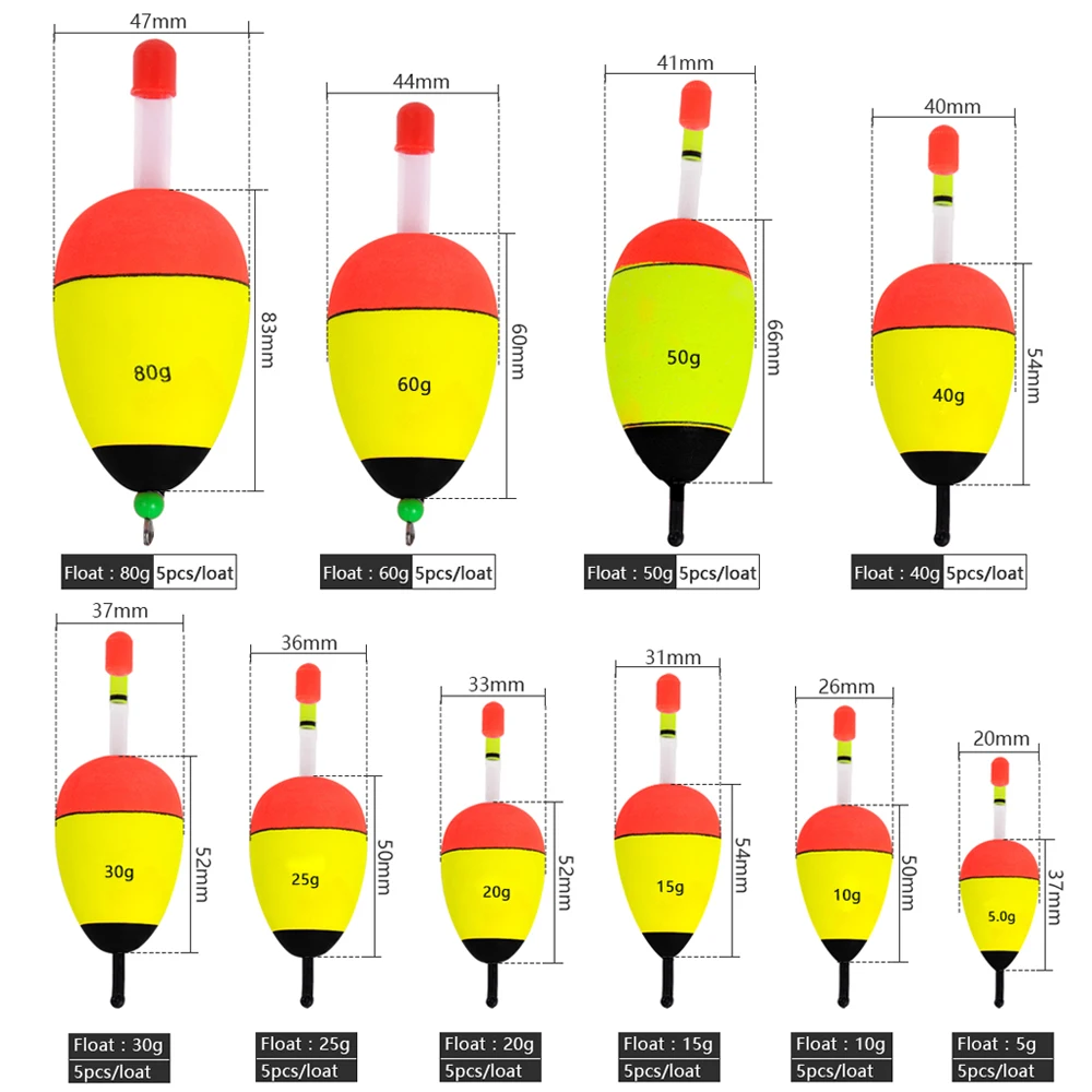 FISH KING 5 г, 10 г, 15 г, 20 г, 25 г, 30 г, 40 г, 50 г, 60 г, 80 г, светящаяся пена, поплавок для рыбалки, ночной поплавок, EVA, Большой Плавающий Светильник из пены