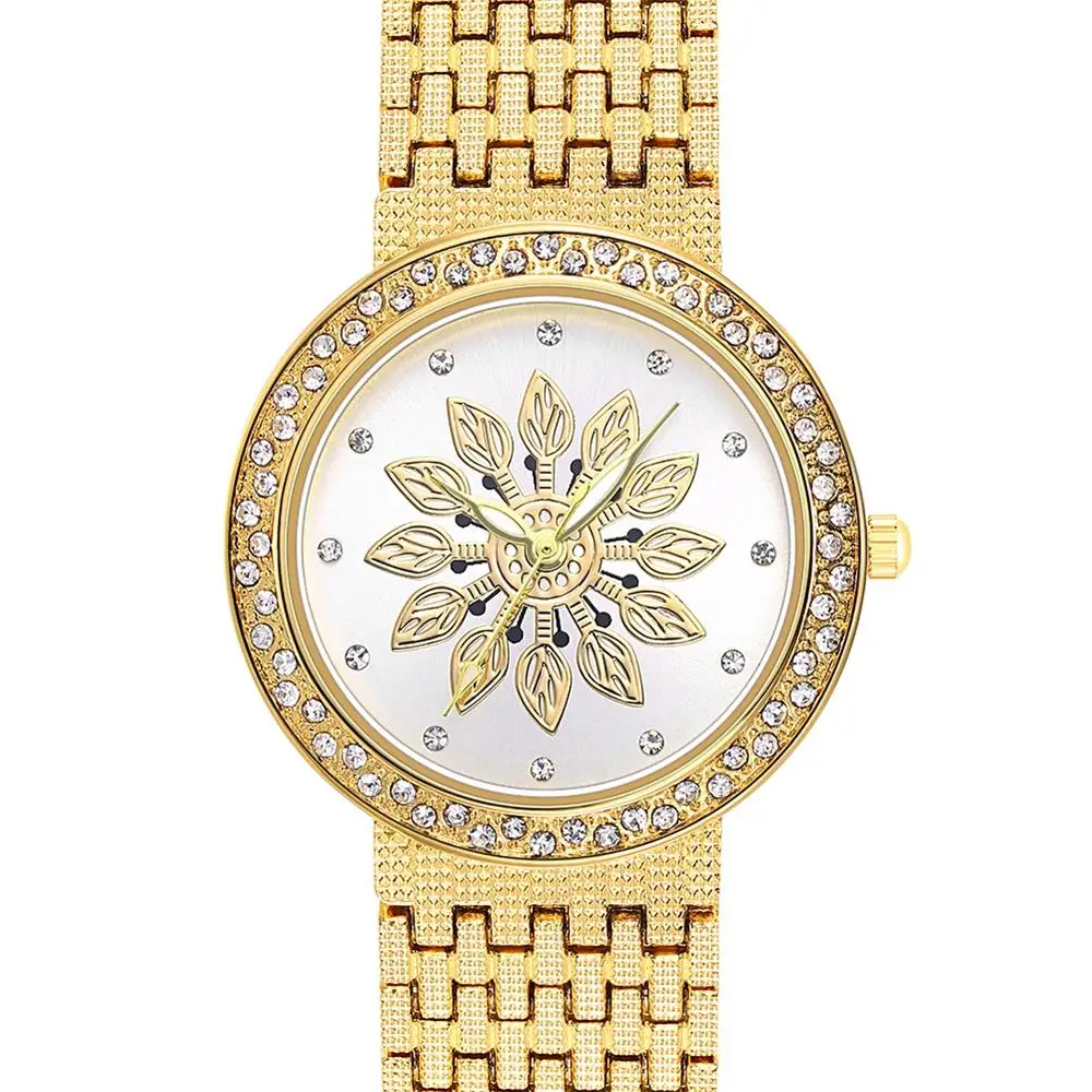 

Luxury Women Watch High Quality Rhinestone Crystal Round Ladies Bling Watches Women Luxury Brands Wrist Watch