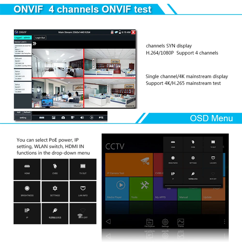 8 "сенсорный экран CCTV тестер Гб IP/CVBS/TVI/CVI/AHD/SDI/EX SDI 4 к камера монитор Wifi