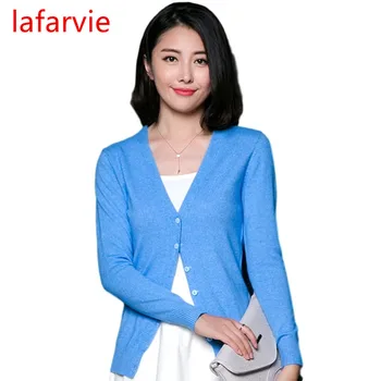 

Lafarvie Women Autumn Winter Cashmere Blend Sweater V-Neck Cardigan Long Sleeve Jumpers Womens Knitted Sweaters 9 Colors S-XXXL
