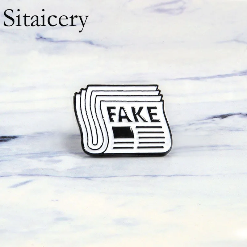Sitaicery, газета, эмаль, булавка, поддельные новости, брошь, сумка, одежда, Нагрудный значок, кнопка, значок, ювелирное изделие, подарок для друзей, аксессуары для женщин