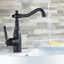 Черный Масло Втирают Бронзовый Одной Ручкой Поворотный Кухня Ванная Раковина Бассейна Кран Смесителя asf074