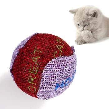 

Pet Cats Durable of Toys Grains Entertainment Ball Pet Small Built-in Linen Rolling and Printed Cotton Toy for Sand