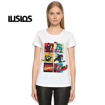 

LUS LOS Marvel Comics character women T-shirt Letter tshirt T-shirt women's cotton korean style tee tops plus size women t shirt