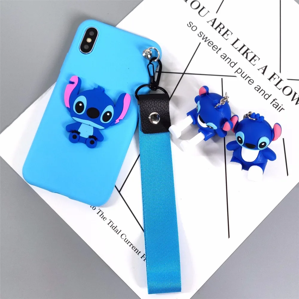 Милый розовый синий 3D Ститч игрушка подставка ремешок чехол для телефона для samsung Galaxy A70 A60 A50 A40 A30 A20 M20 M30 Мягкий ТПУ чехол