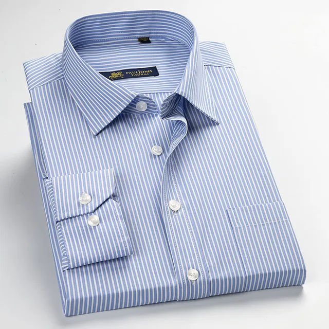 blue and white striped formal shirt