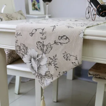 

White Peony cabinet flag linen cotton table flag mat hotel inn bed flag modern home decoration decora