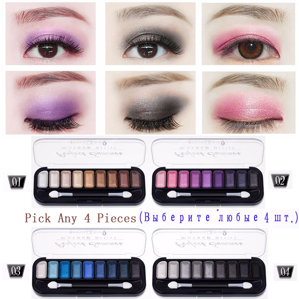 Perfect Summer 4Pcs Eye Shadow Palette 9 Color Makeup Matte Shimmer Eyeshadow with Eye Brush Professional Classic Black White Perfect Summer 4Pcs Eye Shadow Palette 9 Color Makeup Matte Shimmer Eyeshadow with Eye Brush Professional Classic Black White