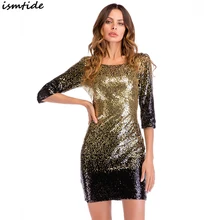 Золотой черный градиент блесток вечернее платье женское весеннее платье сексуальное ночной клуб без спинки Модные Короткие мини платья Vestidos