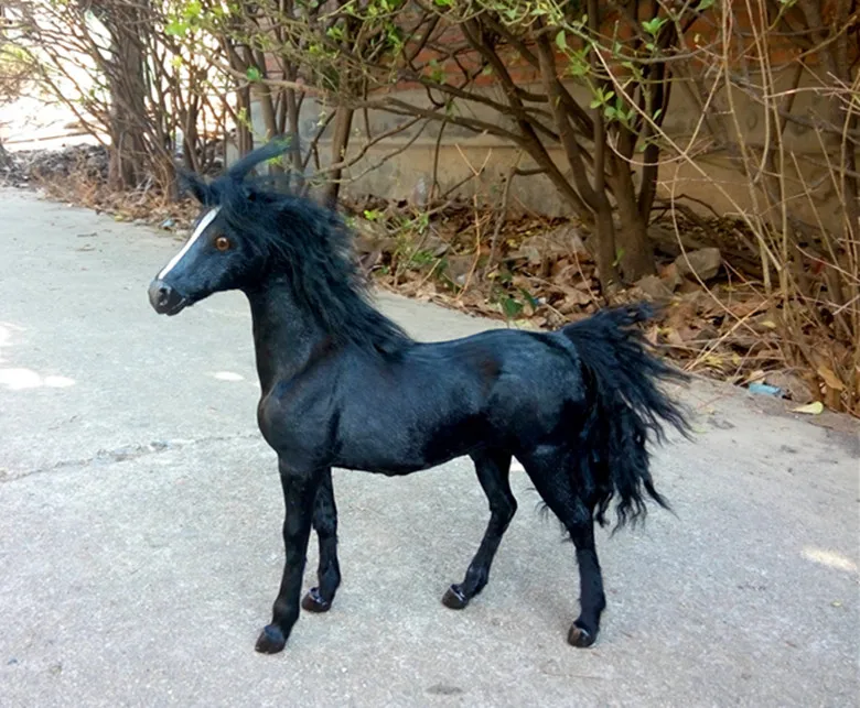 Новая модель, черная 1:6, военная лошадь, игрушка из полиэтилена и меха, креативная Подарочная лошадь в крови, около 34x36 см, 1019