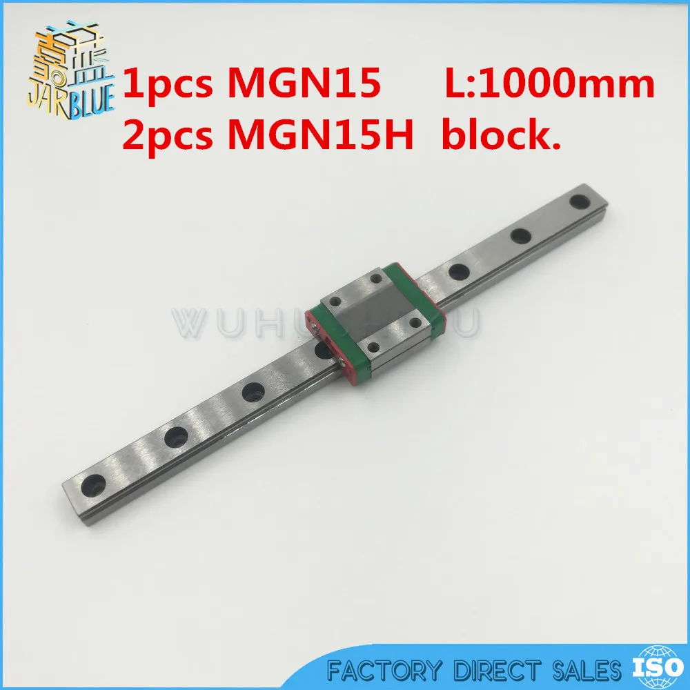 

15mm Linear Guide MGN15 L= 1000mm linear rail way + MGN15H Long linear carriage for CNC X Y Z Axis