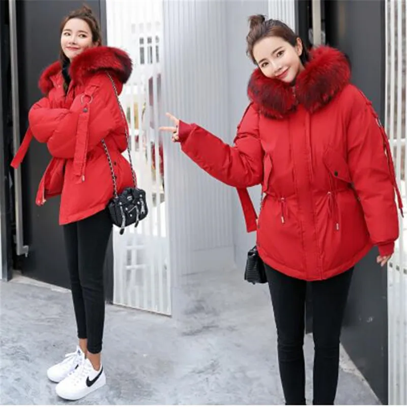 longueur Poilu Un 1 mot long Collier Coton 5 Nouvelles 3 Rembourré De Veste Fit Lâche À 7 Longue 2018 6 Ins 2 Mode Taille Capuche Femmes Robe 4 P88A7