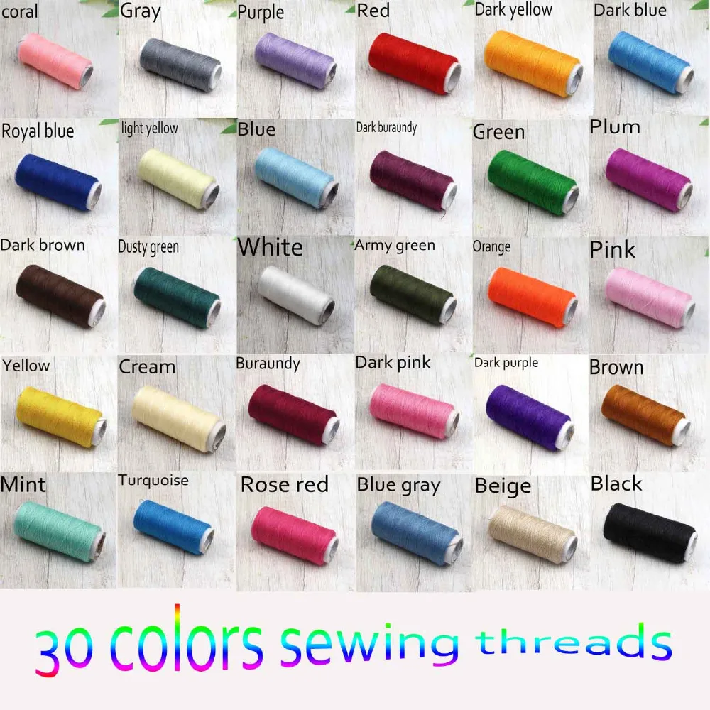 

New 2pcs 300 yards Sewing Thread Polyester Thread Set Strong And Durable Sewing Threads For Hand Machines 30 Colors
