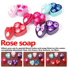 Розовый Красный 3 шт. искусственный цветок «Роза» мыло цветок в форме сердца железная коробка Ароматическая ванна корпус лепесток Роза маленькая подарочная коробка