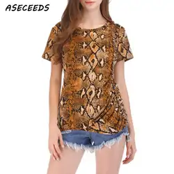 Змея печати Футболка harajuku/женские camiseta feminina старинные poleras де mujer moda 2018 корейская модная одежда уличная одежда топы