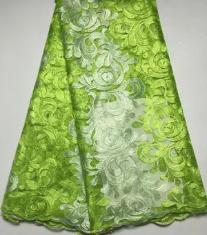 

African Lace Fabric 2020 Embroidered Nigerian Laces Fabric Bridal High Quality French Tulle Lace Fabric HYL247 Lemon green
