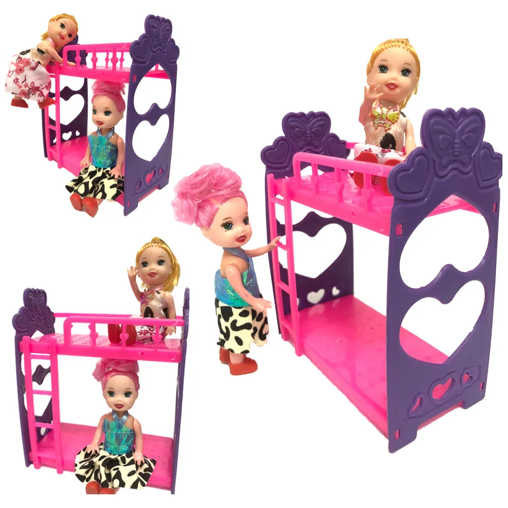 NK One Set Doll Accessories Super Cute Platic Bunk Bed Play House Toys Mini Doll House For Barbie Doll Kelly Doll Baby Toys DZ NK One Set Doll Accessories Super Cute Platic Bunk Bed Play House Toys Mini Doll House For Barbie Doll Kelly Doll Baby Toys DZ