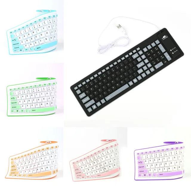 Best Price Foldable Silicone Keyboard USB Wired Silicon Flexible Soft Waterproof Roll Up Silica Gel Keyboard for PC Laptop Notebook DJA99