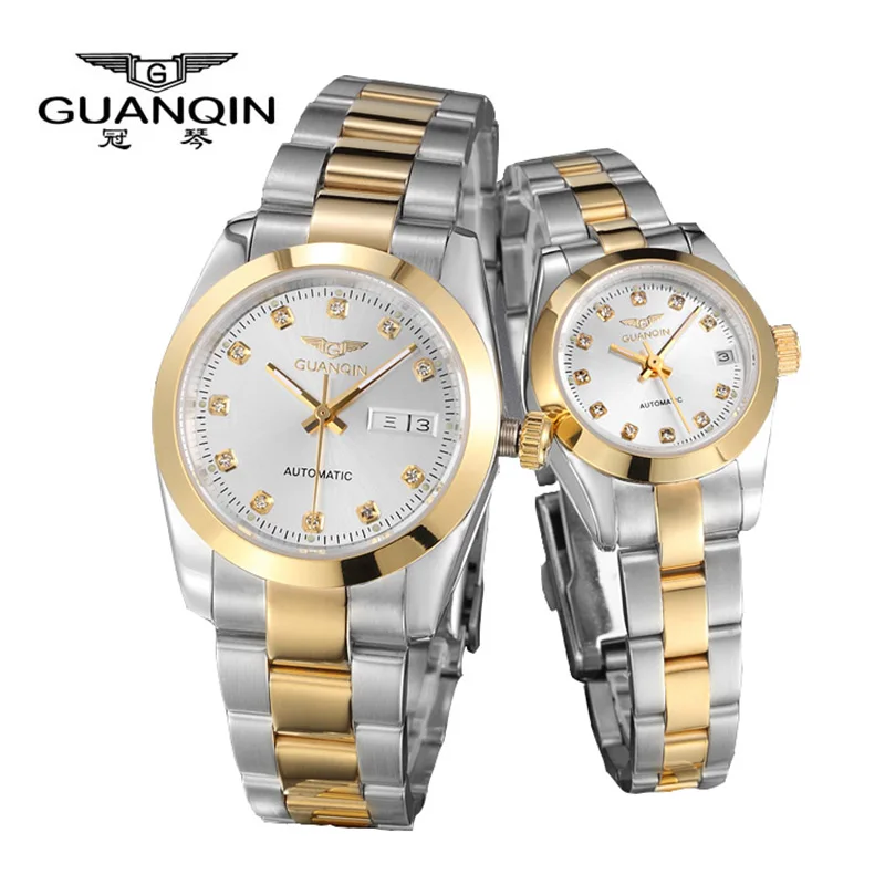 GUANQIN, роскошные часы для влюбленных,, Топ бренд, роскошные часы для пар, наручные часы, модные, водонепроницаемые, для мужчин и женщин, наручные часы