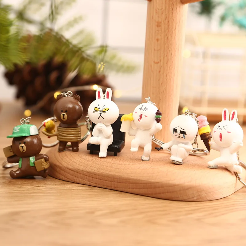 

2019 New Cute Teddy Bear Can Ni Rabbit Couple Keychains Key Chain Doll Bags Hang Male And Female South Korean Gifts Jewelry