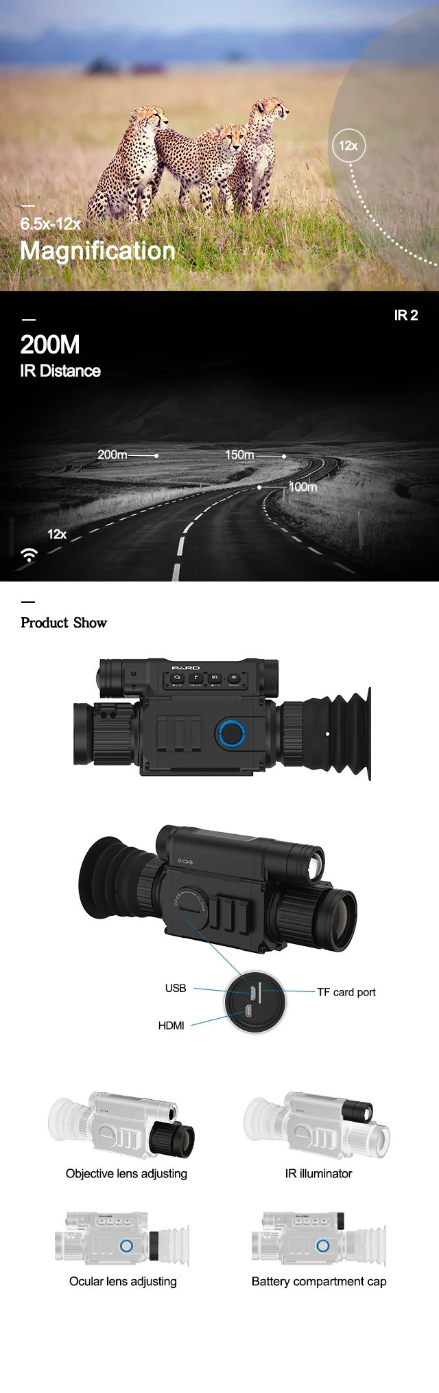 PARD NV008 цифровой прицел ночного видения Монокуляр охотничья камера для винтовки с лазерной указкой для охоты на открытом воздухе
